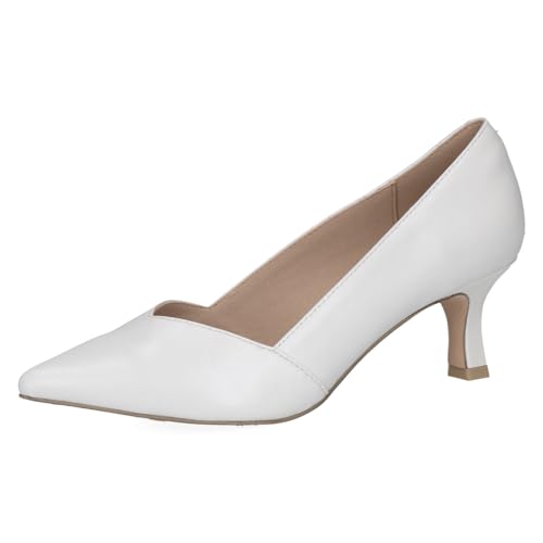 CAPRICE Damen Pumps Spitz aus Leder, Weiß (White Perlato), 36 EU von CAPRICE