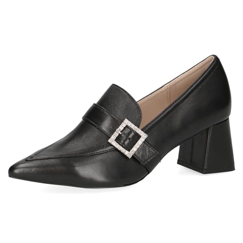 CAPRICE Damen Pumps aus Leder mit Glitzerschnalle, Schwarz (Black Nappa), 38.5 EU von CAPRICE