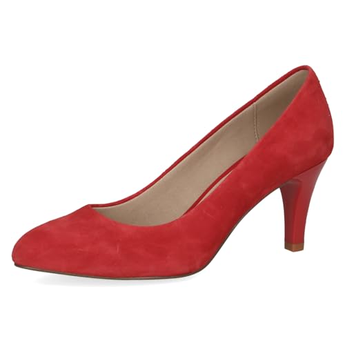 CAPRICE Damen Pumps aus Leder mit Trichterabsatz, Rot (Red Suede), 38 EU von CAPRICE