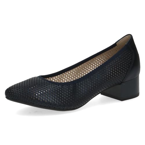 CAPRICE Damen Pumps aus Leder mit Blockabsatz Schuhweite H Mehrweite, Blau (Navy Perlato), 40 EU von CAPRICE