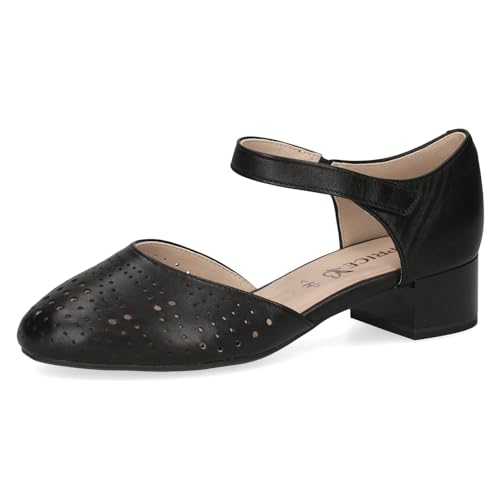 CAPRICE Comfort Damen Pumps mit Riemen aus Leder mit Blockabsatz, Schwarz (Black Nappa), 38.5 EU von CAPRICE