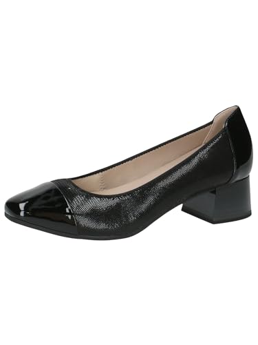 CAPRICE Comfort Damen Pumps Kleiner Absatz Mehrweite H, Schwarz (Black Comb), 38.5 EU von CAPRICE