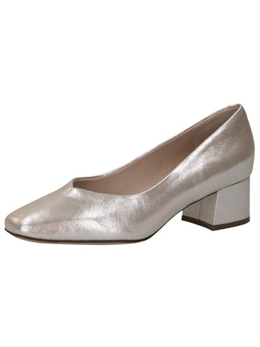 CAPRICE Damen Pumps aus Leder Kleiner Absatz, Beige (Taupe Metallic), 38 EU von CAPRICE