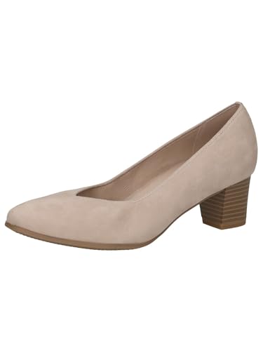 CAPRICE Damen Pumps aus Leder mit Blockabsatz, Beige (Sand Suede), 39 EU von CAPRICE