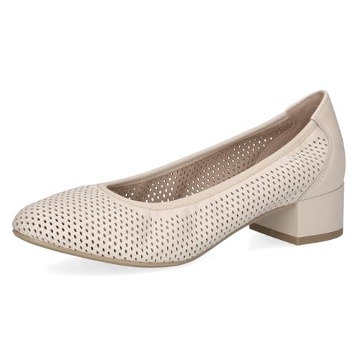 CAPRICE Comfort Damen Pumps aus Leder mit Blockabsatz, Cremefarben (Cream Perlato), 37.5 EU von CAPRICE