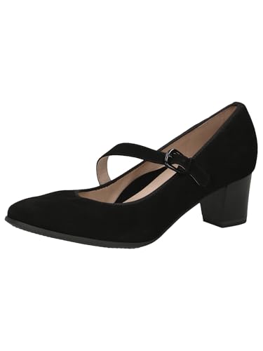 CAPRICE Damen Pumps aus Leder mit Riemen, Schwarz (Black Suede), 38 EU von CAPRICE