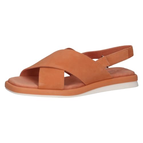 CAPRICE Damen Sandalen flach aus Leder mit Fußbett, Orange (Orange Suede), 39 EU von CAPRICE