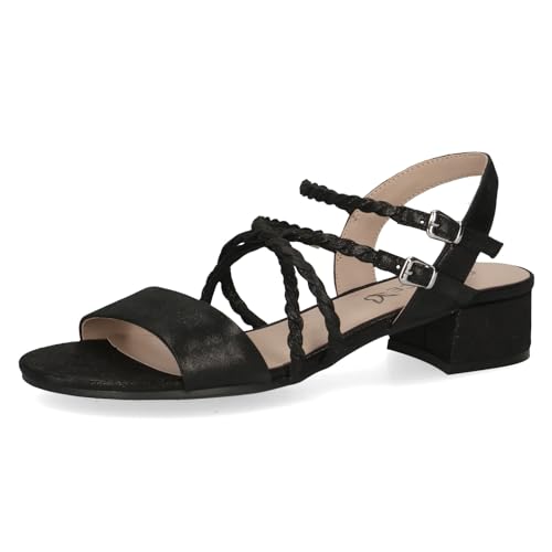 CAPRICE Damen Sandalen mit Absatz aus Leder mit Klettverschluss, Schwarz (Black Metallic), 38.5 EU von CAPRICE