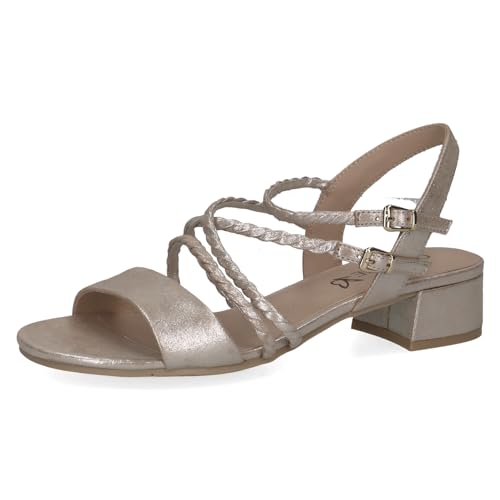 CAPRICE Damen Sandalen mit Absatz aus Leder mit Klettverschluss, Beige (Taupe Metallic), 40 EU von CAPRICE