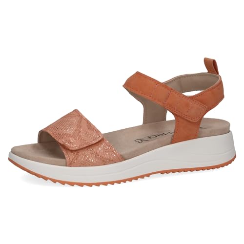 CAPRICE Damen Sandalen flach aus Leder mit Klettverschluss, Orange (Orange Comb), 39 EU von CAPRICE