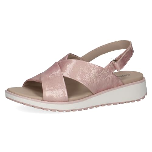 CAPRICE Damen Sandalen flach aus Leder mit Klettverschluss, Rosa (Past.Pink Napl), 37 EU von CAPRICE