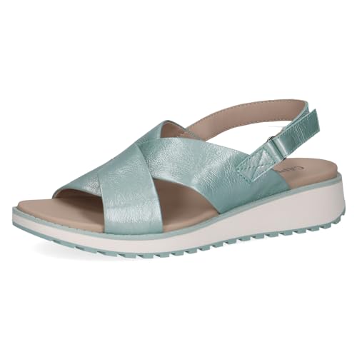CAPRICE Damen Sandalen flach aus Leder mit Klettverschluss, Türkis (Turquoise Napl), 37 EU CAPRICE Damen Sandalen flach aus Leder mit Klettverschluss, Türkis (Turquoise Napl), 37 EU von CAPRICE