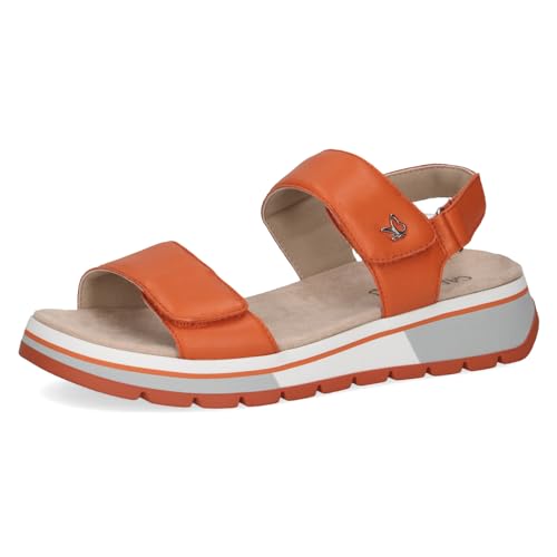 CAPRICE Damen Sandalen flach aus Leder Bequem, Orange (Orange Soft.), 38 EU von CAPRICE