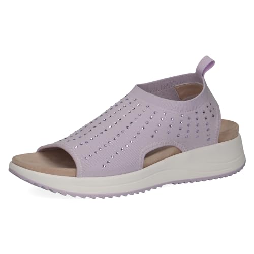 CAPRICE Damen Sandalen flach weiches Fußbett Bequem, Lila (Lilac Knit), 38 EU von CAPRICE