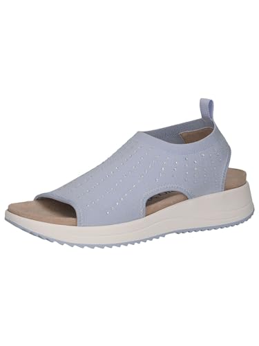 CAPRICE Damen Sandalen flach weiches Fußbett Bequem, Blau (Lt.Blue Knit), 37 EU von CAPRICE