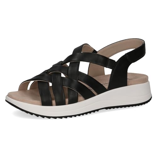 CAPRICE Damen Sandalen flach aus Leder Bequem, Schwarz (Black Nappa), 39 EU von CAPRICE