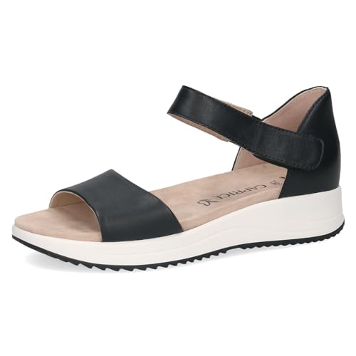 CAPRICE Damen Sandalen flach aus Leder Bequem, Blau (Ocean Nappa), 39 EU von CAPRICE