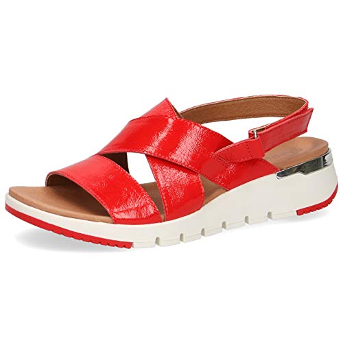 CAPRICE Damen Sandalen 28700-24, Frauen Keilsandalen, Keilabsatz sommerschuh flach weibliche Lady Ladies feminin elegant,Chili Naplak,39 EU / 6 UK von CAPRICE