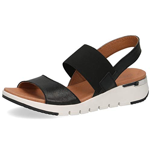 CAPRICE Damen Sandalen 28701-24, Frauen Keilsandalen, elegant Women's Women Woman Freizeit leger Keilsandaletten Keilabsatz,Black Comb,39 EU / 6 UK von CAPRICE