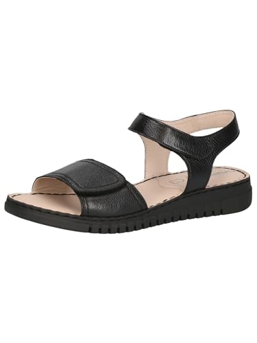CAPRICE Damen Sandalen flach aus Leder Bequem, Schwarz (Black Nappa), 38 EU von CAPRICE
