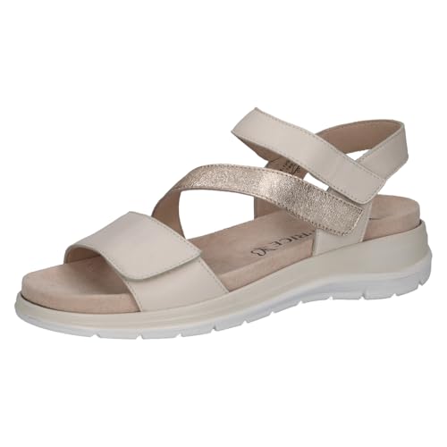 CAPRICE Damen Sandalen flach aus Leder Bequem, Weiß (Offwhite Comb), 41 EU von CAPRICE