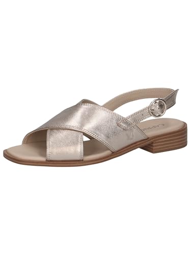 CAPRICE Damen Sandalen flach aus Leder Elegant, Beige (Taupe Metallic), 39 EU von CAPRICE