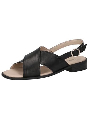 CAPRICE Damen Sandalen flach aus Leder Elegant, Schwarz (Black Nappa), 37 EU von CAPRICE