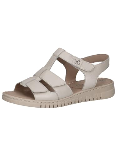 CAPRICE Damen Sandalen flach aus Leder mit Klettverschluss, Beige (Pearl Nappa), 37 EU von CAPRICE