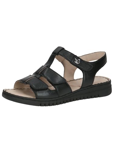 CAPRICE Damen Sandalen flach aus Leder mit Klettverschluss, Schwarz (Black Nappa), 36 EU von CAPRICE