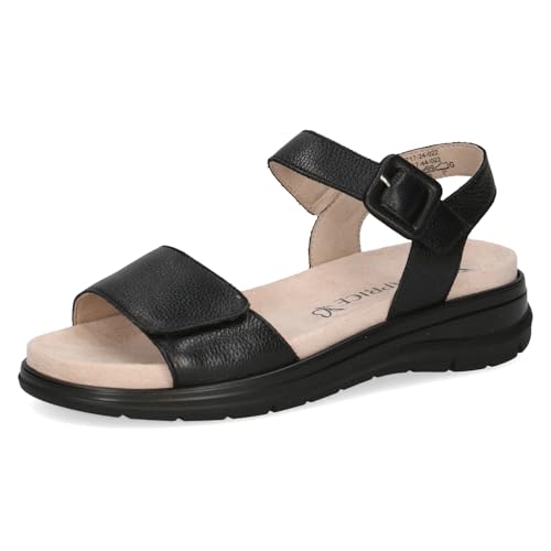 CAPRICE Damen Sandalen flach aus Leder mit Klettverschluss, Schwarz (Black Nappa), 40 EU von CAPRICE