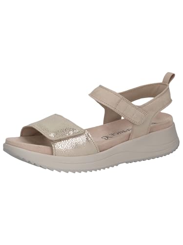 CAPRICE Damen Sandalen flach aus Leder mit Klettverschluss, Weiß (Offwhite Comb), 38 EU von CAPRICE