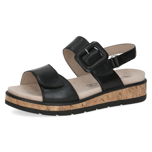 CAPRICE Damen Sandalen flach aus Leder mit Plateau, Schwarz (Black Nappa), 36 EU von CAPRICE