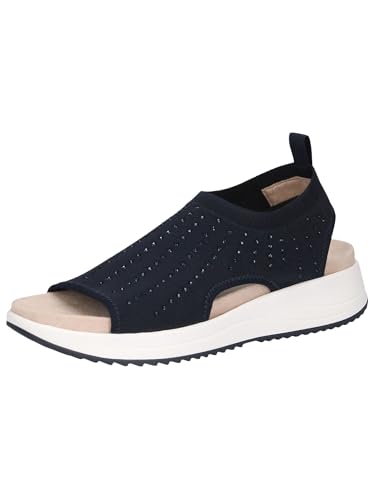 CAPRICE Damen Sandalen flach weiches Fußbett Bequem, Blau (Ocean Knit), 38 EU von CAPRICE