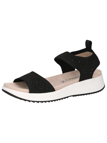 CAPRICE Damen Sandalen flach zum Schlupfen mit Glitzerdetails, Schwarz (Black Knit), 37 EU von CAPRICE