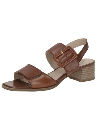 CAPRICE Damen Sandalen mit Absatz aus Leder Elegant, Braun (Cognac Nappa), 41 EU von CAPRICE
