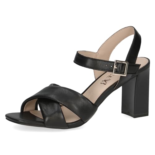CAPRICE Damen Sandalen mit Absatz aus Leder Elegant, Schwarz (Black Softnap.), 38 EU von CAPRICE
