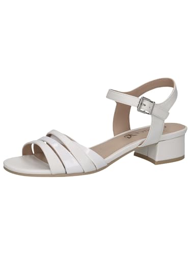 CAPRICE Damen Sandalen mit Absatz aus Leder Festlich, Weiß (White Comb), 38 EU von CAPRICE