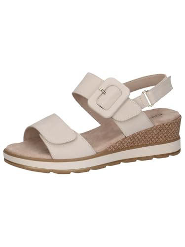 CAPRICE Damen Sandalen mit Absatz aus Leder mit Fußbett, Beige (Snow Nubuc), 38 EU von CAPRICE