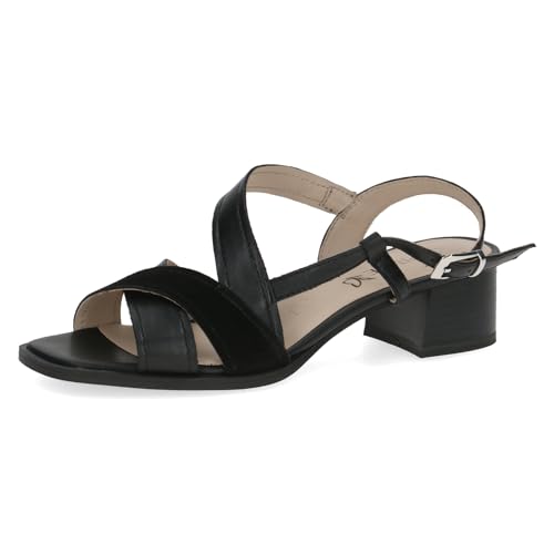 CAPRICE Damen Sandalen mit Absatz aus Leder mit Fußbett, Schwarz (Black Comb), 40 EU von CAPRICE