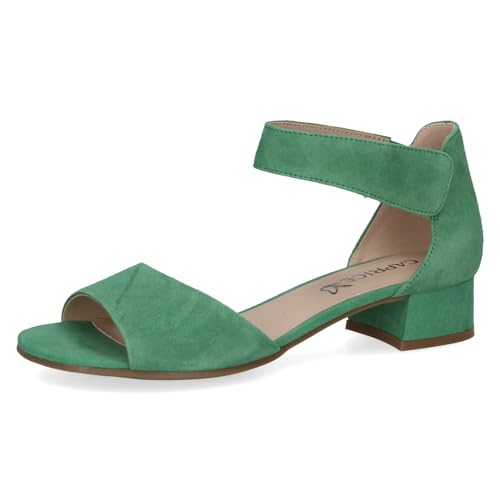 CAPRICE Damen Sandalen mit Absatz aus Leder mit Riemchen, Grün (Green Suede), 38.5 EU von CAPRICE