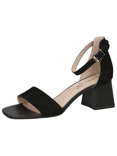 CAPRICE Damen Sandalen mit Absatz aus Leder mit Riemchen, Schwarz (Black Suede), 40 EU von CAPRICE