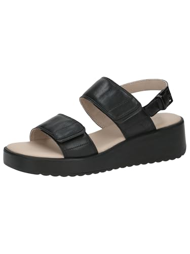 CAPRICE Damen Sandalen mit Keilabsatz aus Leder Wedges, Schwarz (Black Nappa), 36 EU von CAPRICE