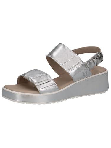 CAPRICE Damen Sandalen mit Keilabsatz aus Leder Wedges, Silber (Silver), 38 EU von CAPRICE