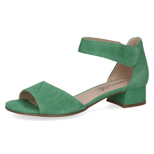 CAPRICE Damen Sandalen mit Absatz aus Leder mit Riemchen, Grün (Green Suede), 38 EU von CAPRICE