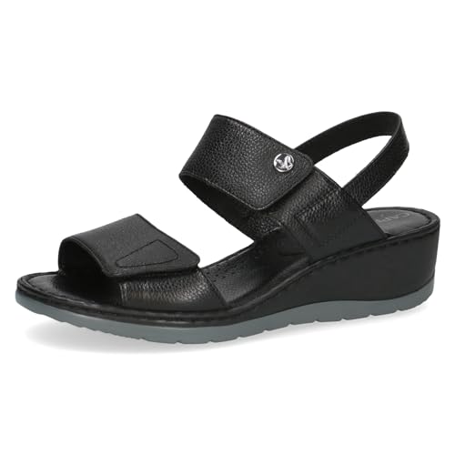 CAPRICE Damen Sandalen mit Absatz aus Leder Wedge, Schwarz (Black Nappa), 39 EU von CAPRICE
