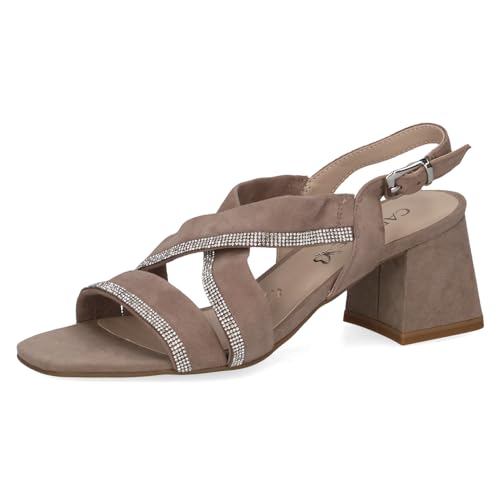 CAPRICE Damen Sandalen mit Absatz mit Strasssteinen mit Riemchen, Braun (Mud Comb), 39 EU von CAPRICE