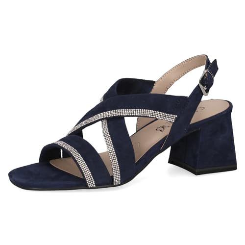 CAPRICE Damen Sandalen mit Absatz mit Strasssteinen mit Riemchen, Blau (Ocean Suede), 39 EU von CAPRICE