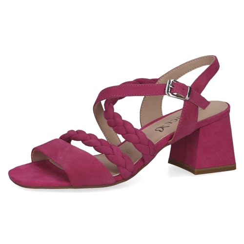 CAPRICE Damen Sandalen mit Absatz aus Leder mit Fußbett, Lila (Fuchsia Suede), 37 EU von CAPRICE