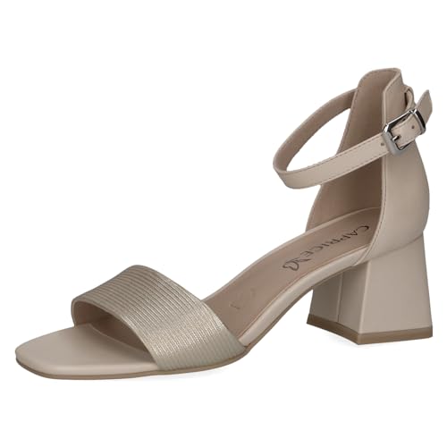 CAPRICE Damen Sandalen mit Absatz aus Leder mit Riemchen, Beige (Cream Comb), 40 EU von CAPRICE