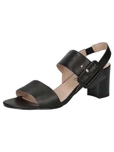 CAPRICE Damen Sandalen mit Absatz aus Leder mit Fußbett, Schwarz (Black Nappa), 39 EU von CAPRICE